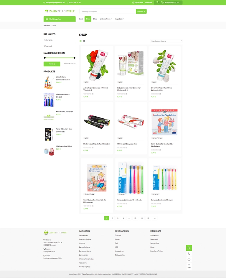 Screenshot der Shopseite von Zahnpflegewelt24