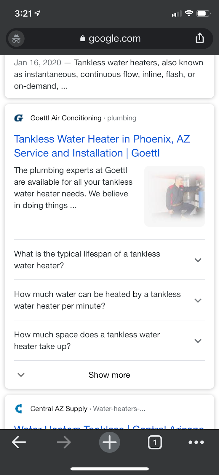 Google Suche per Handy - tankless water heater phoenix