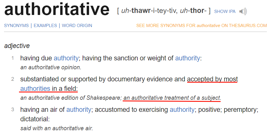 Wörterbuch-Definition: Authoritative