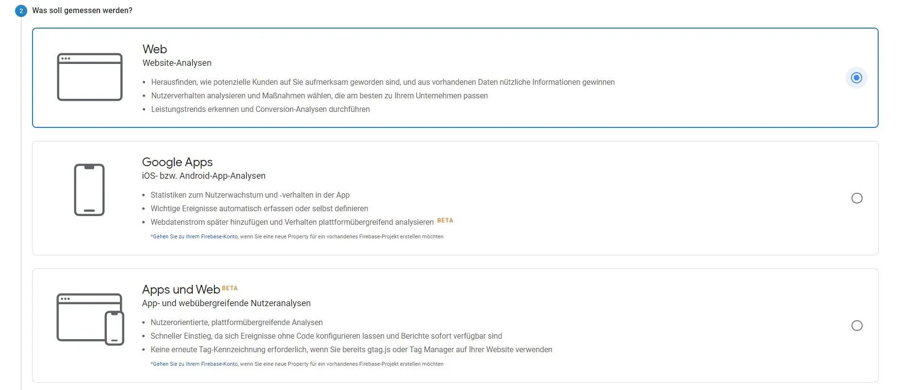 Messdaeten wählen bei Google Analytics