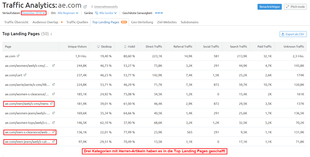 Traffic Analytics von American Eagle